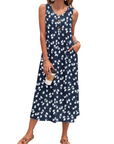Julia Vestito Donna – Vestito Maxi A-Line Senza Maniche Con Bottoni E Tasche Estate Casual