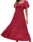 Vestito lungo da donna Stacey – Vestito incrociato con scollo a V, maniche ampie e tasche, estate