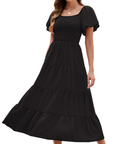 Vestito lungo da donna Stacey – Vestito incrociato con scollo a V, maniche ampie e tasche, estate