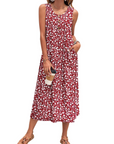 Julia Vestito Donna – Vestito Maxi A-Line Senza Maniche Con Bottoni E Tasche Estate Casual