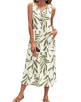Julia Vestito Donna – Vestito Maxi A-Line Senza Maniche Con Bottoni E Tasche Estate Casual