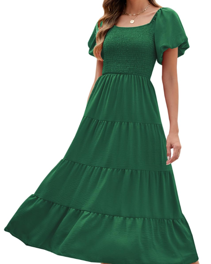 Vestito lungo da donna Stacey – Vestito incrociato con scollo a V, maniche ampie e tasche, estate