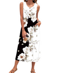 Julia Vestito Donna – Vestito Maxi A-Line Senza Maniche Con Bottoni E Tasche Estate Casual