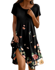 Abito Sera Donna – Abito Bohemien Maxi Fluido Girocollo Volant Taglio A-Line Elegante Estate