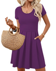 Vestito Nira Donna – Vestito Mini A-Line Scollo a V Maniche Corte con Tasche Estate Casual