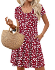 Vestito Nira Donna – Vestito Mini A-Line Scollo a V Maniche Corte con Tasche Estate Casual