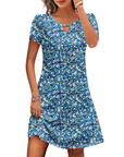 Vestito Midi Willow a Fiori da Donna – Abito Estivo Svasato con Tasche e Maniche a Sbuffo