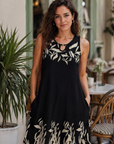 Mia Vestito Donna – Vestito Mini Collo a Fessura Senza Maniche Fluido con Tasche Estate Casual