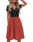 Vestito Donna Genesis – Stampa Floreale, Scollo a V Incrociato & Tasche, Taglio A-Line Elegante