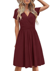 Vestito Donna Genesis – Stampa Floreale, Scollo a V Incrociato & Tasche, Taglio A-Line Elegante