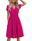 Vestito Donna Genesis – Stampa Floreale, Scollo a V Incrociato & Tasche, Taglio A-Line Elegante