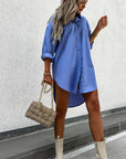 Camicia oversize donna – Scollo a V con bottoni maniche lunghe