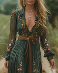 Abito lungo floreale bohemien da donna