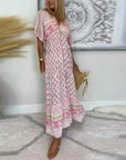Abito lungo boho con stampa da donna per l'autunno