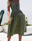 Abito midi da donna con bottoni