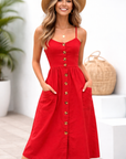 Abito midi da donna con bottoni
