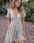 Abito Mini Donna Crema a Fiori