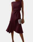 Abito midi asimmetrico drappeggiato da donna