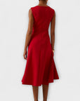 Abito midi asimmetrico drappeggiato da donna