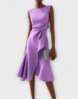 Abito midi asimmetrico drappeggiato da donna