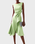 Abito midi asimmetrico drappeggiato da donna