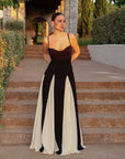 Abito lungo elegante donna bianco e nero