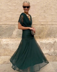 Abito lungo da donna elegante con scollo a V Fantasy per feste