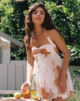 Abito corto da donna in chiffon floreale