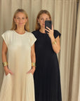Abito lungo plissettato fluido da donna per eventi cocktail