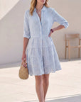 Vestito Camicia Mini Donna con Volant – Collo Classico e Chiusura con Bottoni