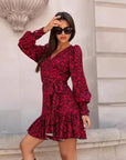 Vestito Mini Bohemien da Donna con Scollo a V
