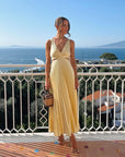 Abito lungo da donna con scollo a V per invitati a matrimoni - Abbigliamento elegante da sera