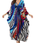 Yana Kaftan Donna Taglia Grande – Abito Maxi da Spiaggia in Viscosa, Scollo a V e Maniche a Pipistrello Bohemien