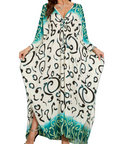 Yana Kaftan Donna Taglia Grande – Abito Maxi da Spiaggia in Viscosa, Scollo a V e Maniche a Pipistrello Bohemien
