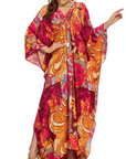 Yana Kaftan Donna Taglia Grande – Abito Maxi da Spiaggia in Viscosa, Scollo a V e Maniche a Pipistrello Bohemien