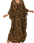 Yana Kaftan Donna Taglia Grande – Abito Maxi da Spiaggia in Viscosa, Scollo a V e Maniche a Pipistrello Bohemien