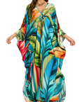 Yana Kaftan Donna Taglia Grande – Abito Maxi da Spiaggia in Viscosa, Scollo a V e Maniche a Pipistrello Bohemien