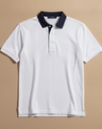 Polo Uomo con Placket a Contrasto – Dettaglio Raffinato - Bianco con Navy