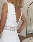 Abito lungo donna in pizzo, scollo a V — vista 5