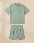 Completo Coordinato Uomo Camicia e Pantaloncini con Pinces - Verde Salvia