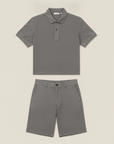 Completo Coordinato Uomo Polo Piqué e Bermuda Chino - Grigio