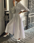 Abito maxi bianco indossato, vista completa