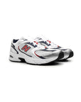 new balance 530 white silver metallic navy red scarpe unisex