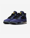Nike Air Jordan 4 Retro Lakers sneakers alte in viola giallo - vista frontale