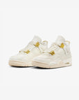 Nike Air Jordan 4 Retro Metallic Gold sneakers alte in bianco oro - vista frontale