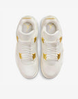 Nike Air Jordan 4 Retro Metallic Gold sneakers alte in bianco oro - vista posteriore