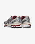 Asics Gel-Kayano 12.1 Silver Burgundy sneakers basse uomo e donna in mesh, pelle sintetica e pelle argento bordeaux, dettagli