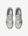 Asics Gel-Kayano 12.1 Cream Smoke Grey sneakers basse uomo e donna in mesh, pelle sintetica e pelle crema grigio, vista poste