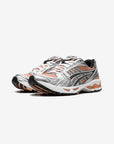 Asics Gel-Kayano 14 Sepia Pure Silver sneakers basse uomo e donna in mesh e pelle sintetica marrone argento, vista frontale