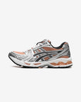 Asics Gel-Kayano 14 Sepia Pure Silver sneakers basse uomo e donna in mesh e pelle sintetica marrone argento, vista laterale